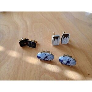 Vintage Unmarked Set Of 3 Men's Cufflinks